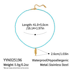 Fish Женские подвески из искусственной бирюзы с круглой бусиной на морскую тематику 304 из нержавеющей стали, реальный 18 k позолоченный, рыба, 16.14 дюйм (41 см)