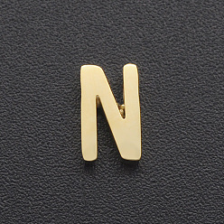 Letter N 201 Stainless Steel Charms, for Simple Necklaces Making, Laser Cut, Letter, Golden, Letter.N, 8x5x3mm, Hole: 1.8mm