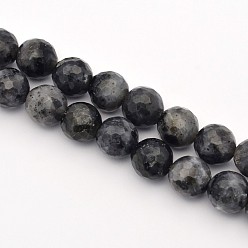 Larvikite Граненые круглые нити натуральных бус из ларвикита, 8 мм, отверстие : 1 мм, около 46 шт / нитка, 15.75 дюйм