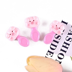 Ярко-Розовый Имитационная модель ложки из свиной смолы, украшение куклы, аксессуары для ролевых игр, ярко-розовый, 33x18 мм, 10 шт / комплект