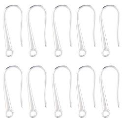 Посеребрённый 32 шт латунные серьги крючки, без кадмия и без свинца, 925 серебро покрытием, 20x8x2 мм, отверстие : 1.6 мм, штифты : 0.8 мм