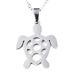 Нержавеющая Сталь Цвет Не тускнеют 201 подвески из нержавеющей стали ожерелья, с кабельными цепями и когтями омара застежками, черепаха, цвет нержавеющей стали, 17.71 дюйм (45 см), 1.5 мм