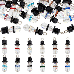 (52) Непрозрачная лаванда 24 шт 12 цвета граненые стеклянные подвески, снеговик, с латунными бусинами-разделителями из стразов, кокосовыми бусинами, стеклянными бусинами и платиновыми железными штифтами с плоской головкой, разноцветные, 32 мм, отверстие : 3.5 мм, 2 шт / цвет