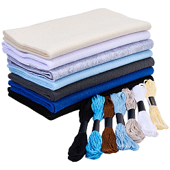 (52) Непрозрачная лаванда 7 шт. 7 цвета нетканого войлочного полотна, коврик для рукоделия с начинкой из игрушек, с 7 мотками хлопчатобумажных швейных ниток, разноцветные, 92x20x0.14 см