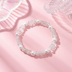 Бледно-Зеленый Браслеты из хрустального стекла и ракушек с бисером и бусинами из жемчуга для женщин, куб и круглый, бледно-зеленый, внутренний диаметр: 2-1/8 дюйм (5.5 см)