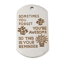 Нержавеющая Сталь Цвет Не тускнеющие 201 подвески из нержавеющей стали, подвески для сообщений, овал со словами-подвесками, цвет нержавеющей стали, 49x28x2 мм, отверстие : 3 мм