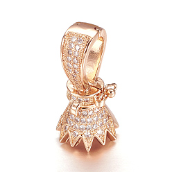 Rose Gold Brass Micro Pave Cubic Zirconia Twister Clasps, Rose Gold, 22x11mm, Hole: 6x10mm