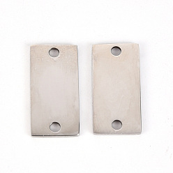 Stainless Steel Color Non-Tarnish 201 Stainless Steel Links Connectors, Laser Cut, Rectangle, Stainless Steel Color, 10x20x1mm, Hole: 2mm
