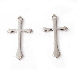 Платина Латунные подвески, стойки покрытие, крестик, платина, 24x13x1 мм, отверстие : 1 мм