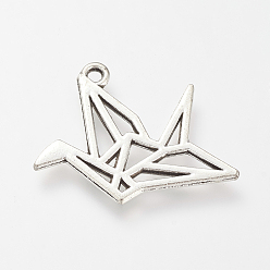 Античное Серебро Сплавочные подвески тибетского стиля, без свинца и без кадмия, бумага кран, античное серебро, 26x23x1.5 мм, отверстие : 2 мм, Около 260 шт / 500 г