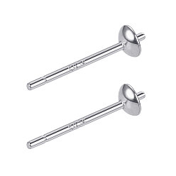 Platinum Anti-Tarnish Rhodium Plated 925 Sterling Silver Stud Earring Findings, Earring Posts, Platinum, 6.8x5.2x1.1cm, 10pairs/set
