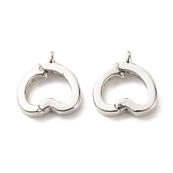 Платина Экологичные латунные подвески, открывающиеся подвески с долговечным покрытием, без свинца и без кадмия, сердце, платина, 11.5x12x3 мм, отверстие : 1.5 мм