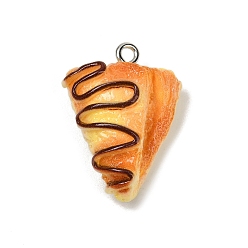 Food Непрозрачные подвески смолы, имитировать хлеб, с платиново-железными петлями, наполеон тесто, 25.5x18.5x10 мм, отверстие : 2 мм