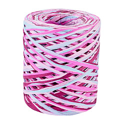 Colorido Cinta de rafia, cuerda de papel de embalaje, para envolver regalos, decoración de fiesta, tejido artesanal, colorido, 3~4 mm, aproximadamente 218.72 yardas (200 m) / rollo