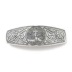 Античное Серебро Заколки для волос в стиле ретро из сплава викингов, аксессуары для волос для женщин и девочек, прямоугольник с деревом, античное серебро, 83.5x29x11 мм