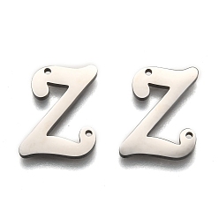 Letter Z Не тускнеют 304 соединители из нержавеющей стали, буквы, для изготовления именных ожерелий, letter.z, 16x12x1.5 мм, отверстие : 0.9 мм