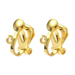 Золотой Латунные серьги с клипсами, долговечный, стойки покрытие, золотые, 12x6x10 мм, отверстие : 1.6 мм