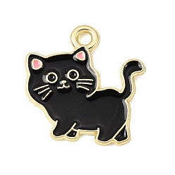Cat Shape Подвески из эмали и сплава, золотые, животная тема, подвески в форме кошки, 19x18.5x1 мм, отверстие : 1.5 мм
