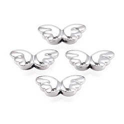 Silver Plated UV Plating Acrylic Beads, Wing, Silver Plated, 9x22x6.5mm, Hole: 2mm