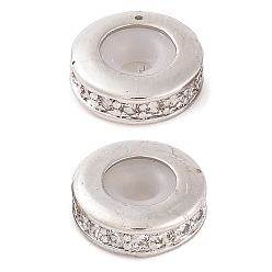 Платина Покрытие стойки латунные прозрачные бусины из кубического циркония, долговечный, без свинца и без кадмия, круглые, платина, 8x3 мм, отверстие : 1.4 мм