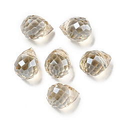 пшеница Гальванические стеклянные бусины, граненые, гальваническое покрытие, слеза, цвет пшеницы, 9.5x8 мм, отверстие : 1.2 мм