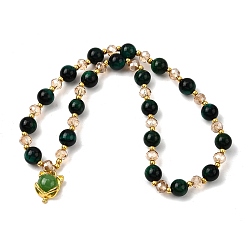 Зеленый Браслеты из окрашенных натуральных бусин тигрового глаза, браслеты из энергетических камней фэн-шуй, кошка, зелёные, 6-3/4 дюйм (17 см)