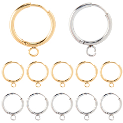 (52) Непрозрачная лаванда 12 шт. 2 цвета 201 фурнитура для сережек-обручей из нержавеющей стали, с горизонтальной петлей и 316 стержнем из хирургической нержавеющей стали, разноцветные, 19x16x1.6 мм, отверстие : 2.5 мм, штифты : 1 мм, 6 шт / цвет