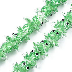 Средний Морско-зеленый Бусины ручной работы ухабистой бисер нитей, осьминог, средний морской зеленый, 15~20x22~24x22~24 мм, отверстие : 1.6 мм, около 30 шт / нитка, 17.72 дюйм ~ 21.65 дюйм (45~55 см)