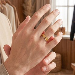 Золотой 304 Вращающиеся кольца для пальцев из нержавеющей стали для мужчин, Кольцо-спиннер для успокоения беспокойства, медитации, золотые, размер США 10 (19.8 мм)