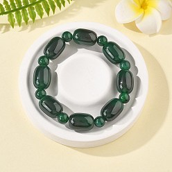 Зеленый агат Браслеты из натурального зеленого оникса и агата, окрашенная и подогревом, баррель, внутренний диаметр: 2-1/4 дюйм (5.8 см)