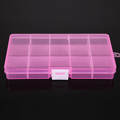 Темно-Розовый 15 сетки прозрачные пластиковые съемные контейнеры для гранул, с крышками и белыми застежками, прямоугольные, темно-розовыми, 17.4x9.8x2.2 см