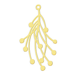 Золотой 201 подвески из нержавеющей стали, лазерная резка, вакуумное покрытие pvd, трава, золотые, 36x20x1 мм, отверстие : 1.6 мм