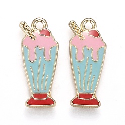 Синий Легкие позолоченные подвески из ювелирной эмали, мороженое, синие, 21x9.5x2.5 мм, отверстие : 1.7 мм