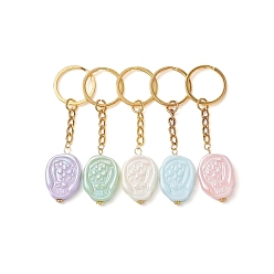Mixed Color Tulip Acrylic Pendant Keychain, with Iron Split Key Rings, Mixed Color, 8.4cm