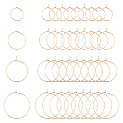 Розовое Золото 40 шт. 4 стиль 316l фурнитура для сережек-колец из хирургической нержавеющей стали, кольца для бокалов вина, розовое золото , 15~30x0.7~0.8 мм, 10 шт / стиль