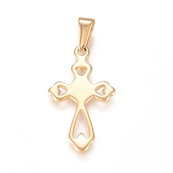 Doré  Pendentifs en acier inoxydable, croix, or, 304mm, Trou: 28x16x1.5mm