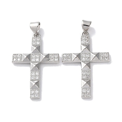 Платина Стойка металлическая латунная микропрофилированная кубическая циркония подвески, долговечный, без свинца и без кадмия, крестик, платина, 29x19.5x3 мм, отверстие : 5.3x3.8 мм