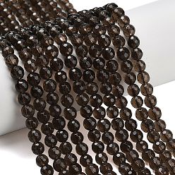 Дымчатый Кварц Природный дымчатый кварц нитей бисера, граненые, круглые, 6 мм, отверстие : 0.9 мм, около 63~64 шт / нитка, 15.16~15.28'' (38.5~38.8 см)