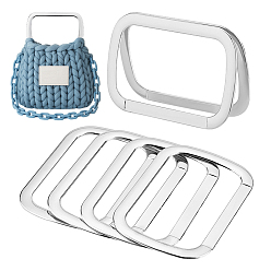 Платина Ручки для сумок из сплава, прямоугольные, платина, 62x94x2 мм