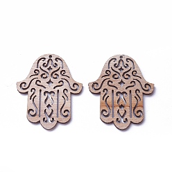 Цвет Древесины Неокрашенного дерева подвески, hamsa рука / рука fatima / рука miriam, деревесиные, 48x40x2 мм, отверстие : 1.5 мм