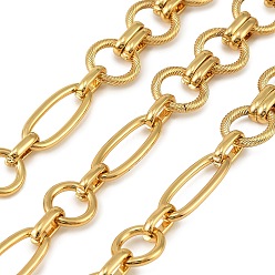 Настоящее золото 18K 304 Овальные цепочки из нержавеющей стали с витыми кольцевыми звеньями, ионное покрытие (ip), несварные, с катушкой, реальный 18 k позолоченный, 21x8x2мм и 11.5x2мм и 10x5.5x2мм