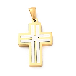 Золотой & Цвет Нержавеющей Стали 304 подвески из нержавеющей стали, крест прелести, ионное покрытие (ip), золотые и нержавеющая сталь цвет, 28x18.5x3 мм, отверстие : 5.8x3.4 мм