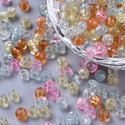 Mixed Color Baking Painted Crackle Glass Beads, Barely Pink Mix, Round, Mixed Color, 4~4.5x4mm, Hole: 1mm, about 400pcs/bag