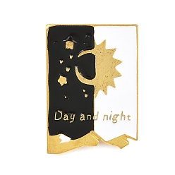Черный Эмалевые значки из сплава «день и ночь», значки для лацканов рюкзаков и одежды, золотые, чёрные, 30x21 мм