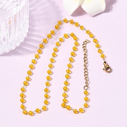 Золотистый 304 Ожерелье из нержавеющей стали с гранеными стеклянными бусинами-ронделями, цепочка ручной работы с камнями-талисманами, символизирующими месяц рождения, для женщин., ионное покрытие (ip), золотые, золотые, 14.96 дюйм (38 см)