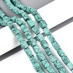 Cuboid 1 нити синтетических бусин бирюзового цвета, зелёные, кубоид, 10~13x8~9x7.5~8 мм, отверстие : 1.2 мм, около 29 шт / нитка, 15.16'' (38.5 см)