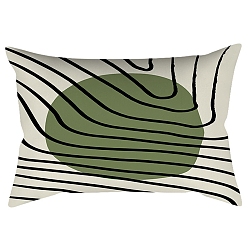 Oval Fundas de almohada de poliéster abstractas de geometría de estilo nórdico serie verde, fundas de colchón, para sofá cama, Rectángulo, oval, 300x500 mm