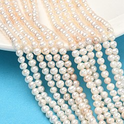 Античный Белый Нити из натурального культивированного пресноводного жемчуга, картофель, класс 3, старинный белый, 4~4.5 мм, отверстие : 0.5 мм, около 100 шт / нитка, 15.55'' (39.5 см)