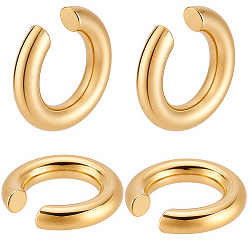 Настоящее золото 18K 2 пары 303 серьги-манжеты из нержавеющей стали, c-образный, реальный 18 k позолоченный, 19.5x4 мм
