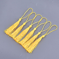 Золотистый Полиэстер кисточка большие подвесные украшения, золотые, 80~90x6~7 мм